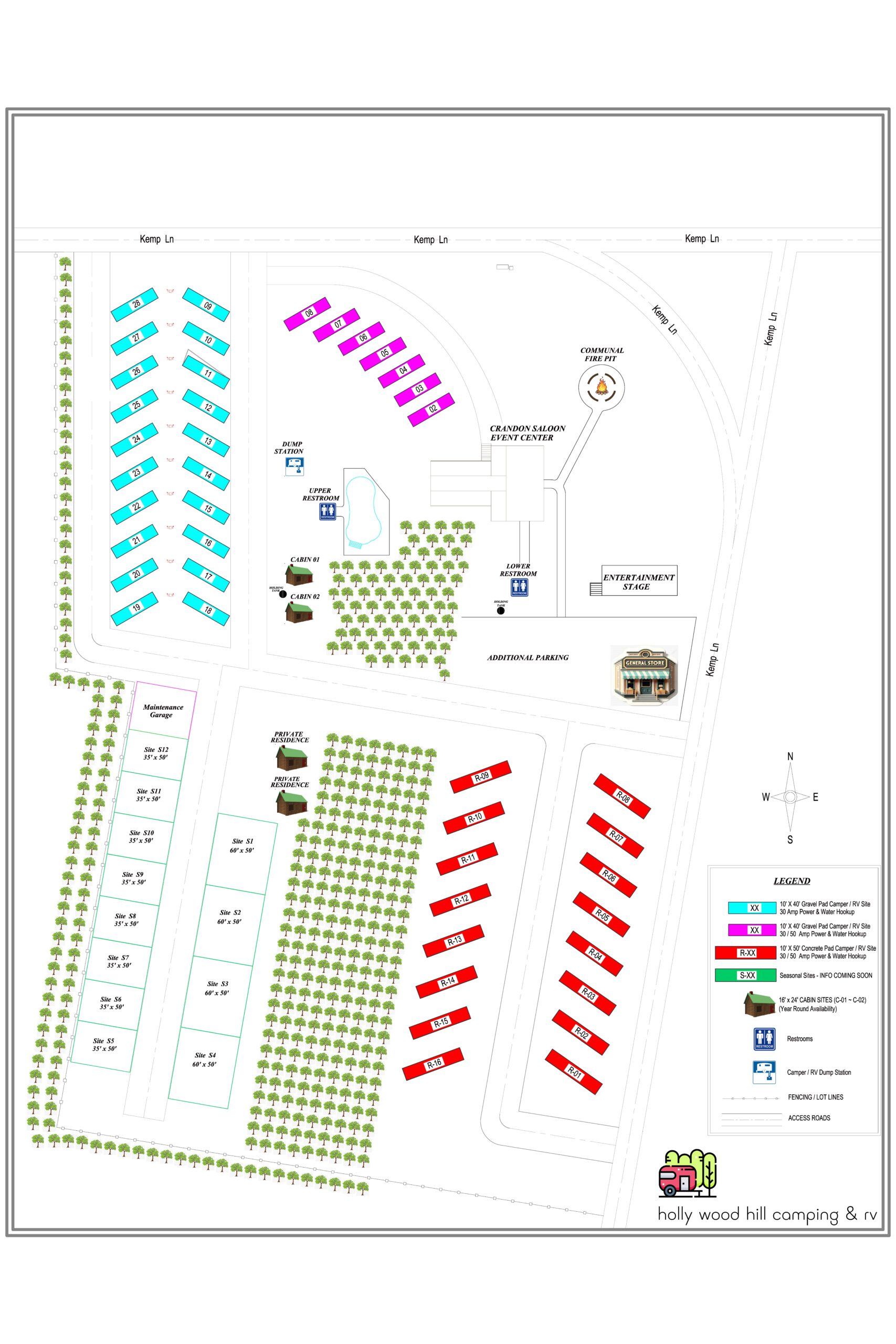 Holly Wood Hill Camping Map 